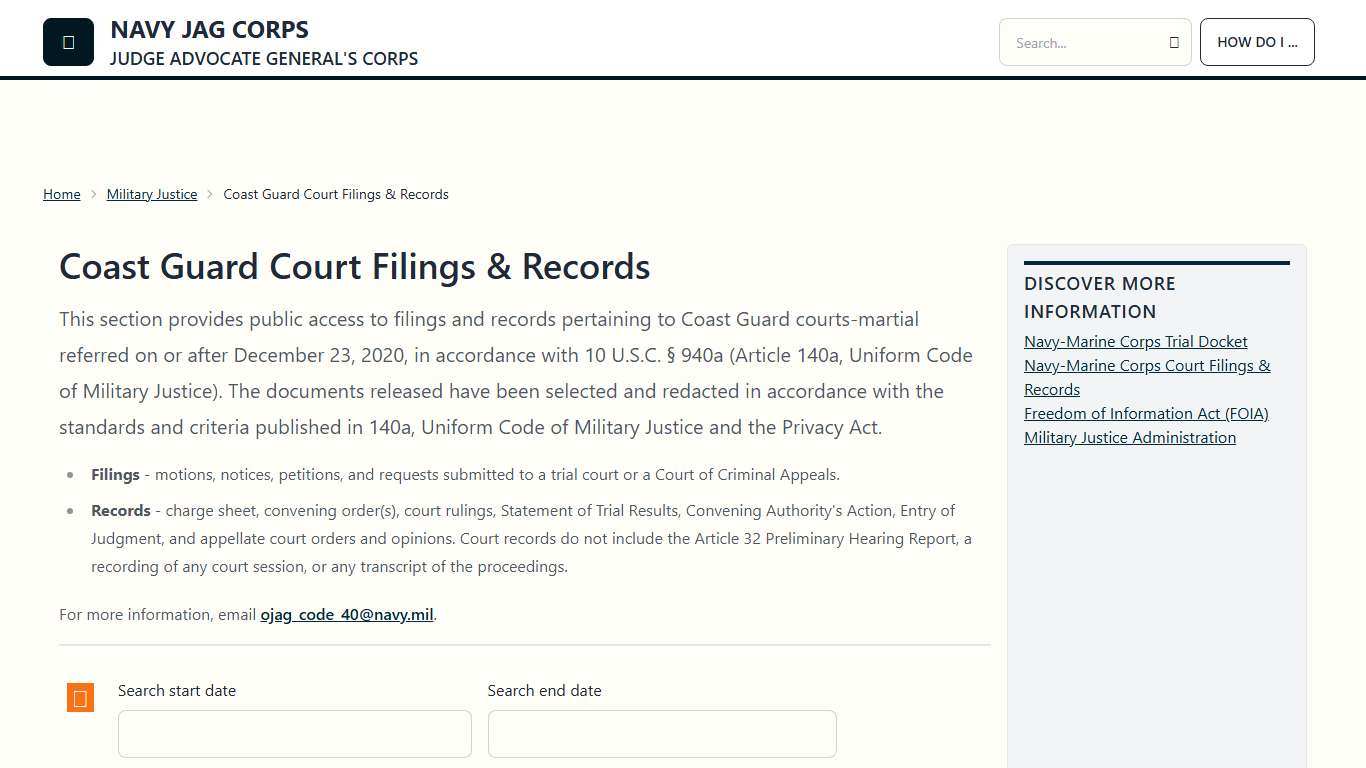 Coast Guard Court Filings & Records —